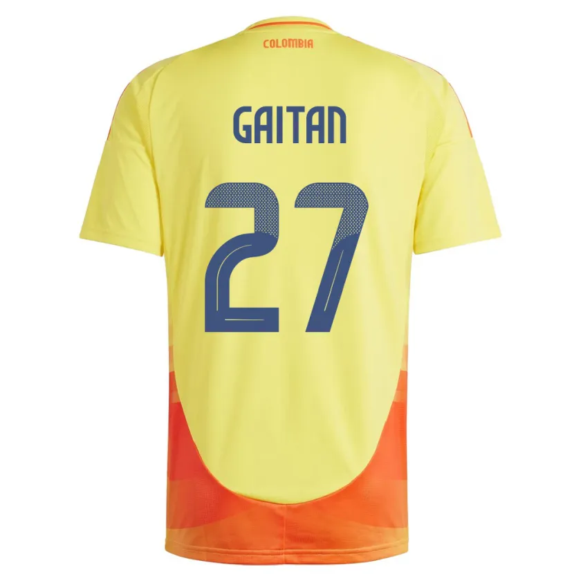 Danxen Mujer Camiseta Colombia Natalia Gaitán #27 Amarillo 1ª Equipación 24-26 La Camisa México