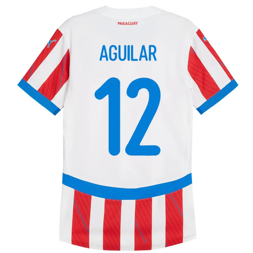 Danxen Mujer Camiseta Paraguay Alfredo Aguilar #12 Blanco Rojo 1ª Equipación 24-26 La Camisa México