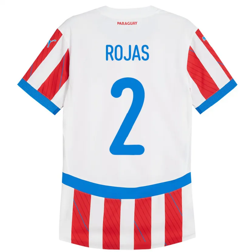Danxen Mujer Camiseta Paraguay Robert Rojas #2 Blanco Rojo 1ª Equipación 24-26 La Camisa México