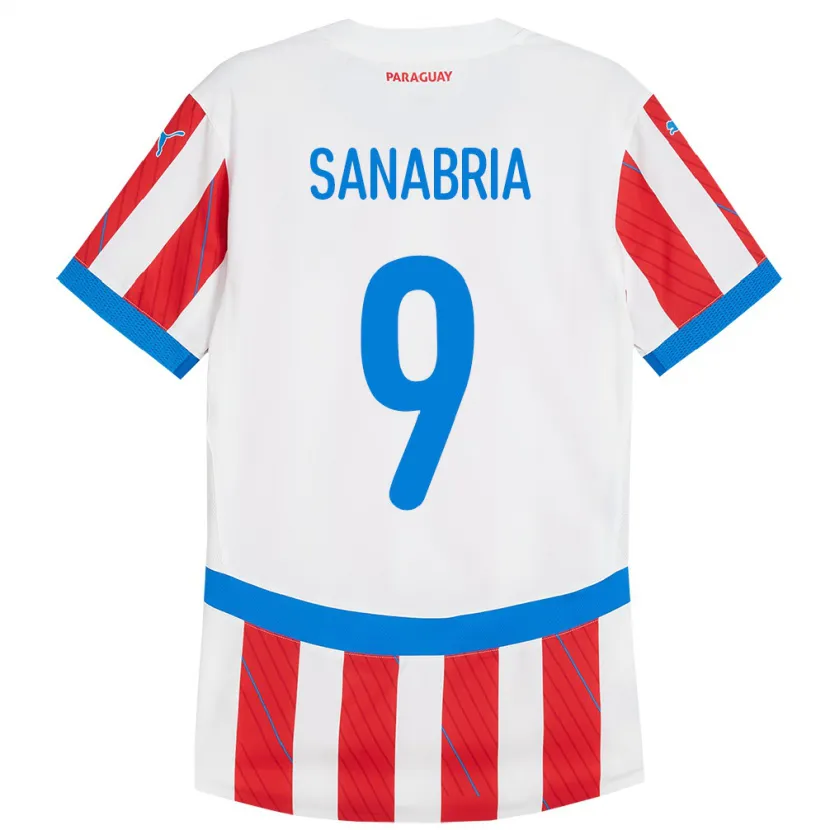 Danxen Mujer Camiseta Paraguay Antonio Sanabria #9 Blanco Rojo 1ª Equipación 24-26 La Camisa México