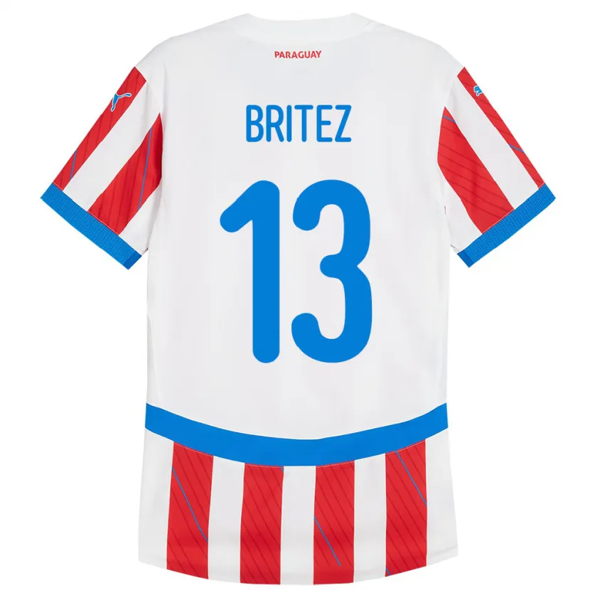 Danxen Mujer Camiseta Paraguay Abel Brítez #13 Blanco Rojo 1ª Equipación 24-26 La Camisa México