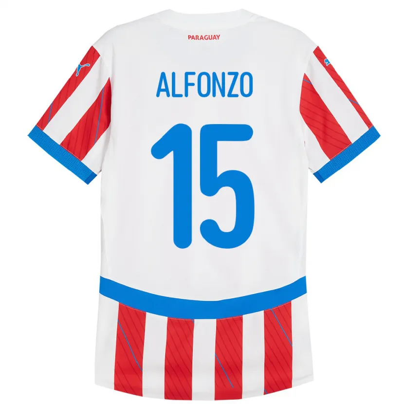 Danxen Mujer Camiseta Paraguay Axel Alfonzo #15 Blanco Rojo 1ª Equipación 24-26 La Camisa México