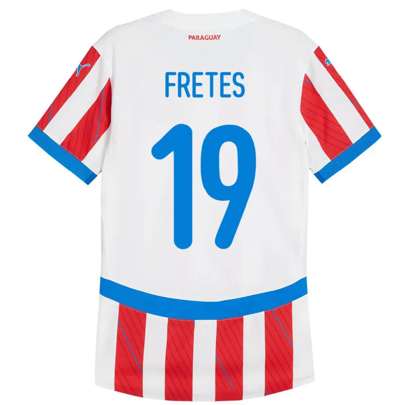 Danxen Mujer Camiseta Paraguay Alexis Fretes #19 Blanco Rojo 1ª Equipación 24-26 La Camisa México