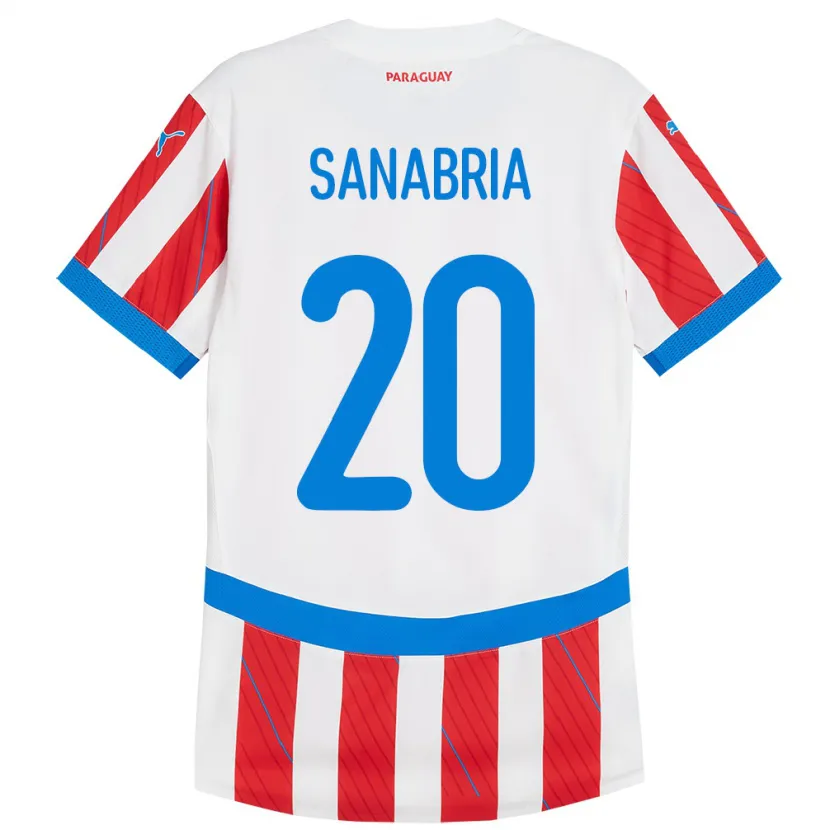 Danxen Mujer Camiseta Paraguay Tobías Sanabria #20 Blanco Rojo 1ª Equipación 24-26 La Camisa México