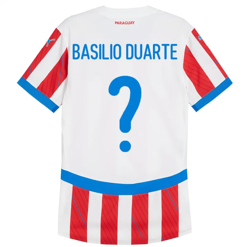Danxen Mujer Camiseta Paraguay Basilio Duarte #0 Blanco Rojo 1ª Equipación 24-26 La Camisa México