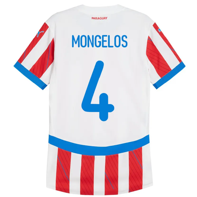 Danxen Mujer Camiseta Paraguay Rolando Mongelós #4 Blanco Rojo 1ª Equipación 24-26 La Camisa México
