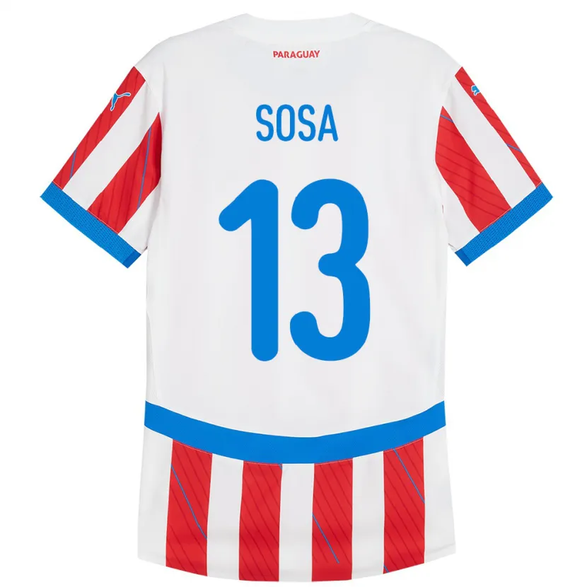 Danxen Mujer Camiseta Paraguay Alex Sosa #13 Blanco Rojo 1ª Equipación 24-26 La Camisa México