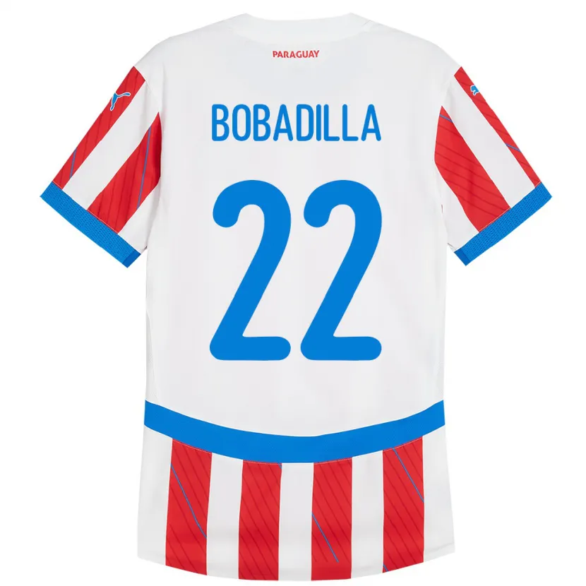 Danxen Mujer Camiseta Paraguay Dylan Bobadilla #22 Blanco Rojo 1ª Equipación 24-26 La Camisa México