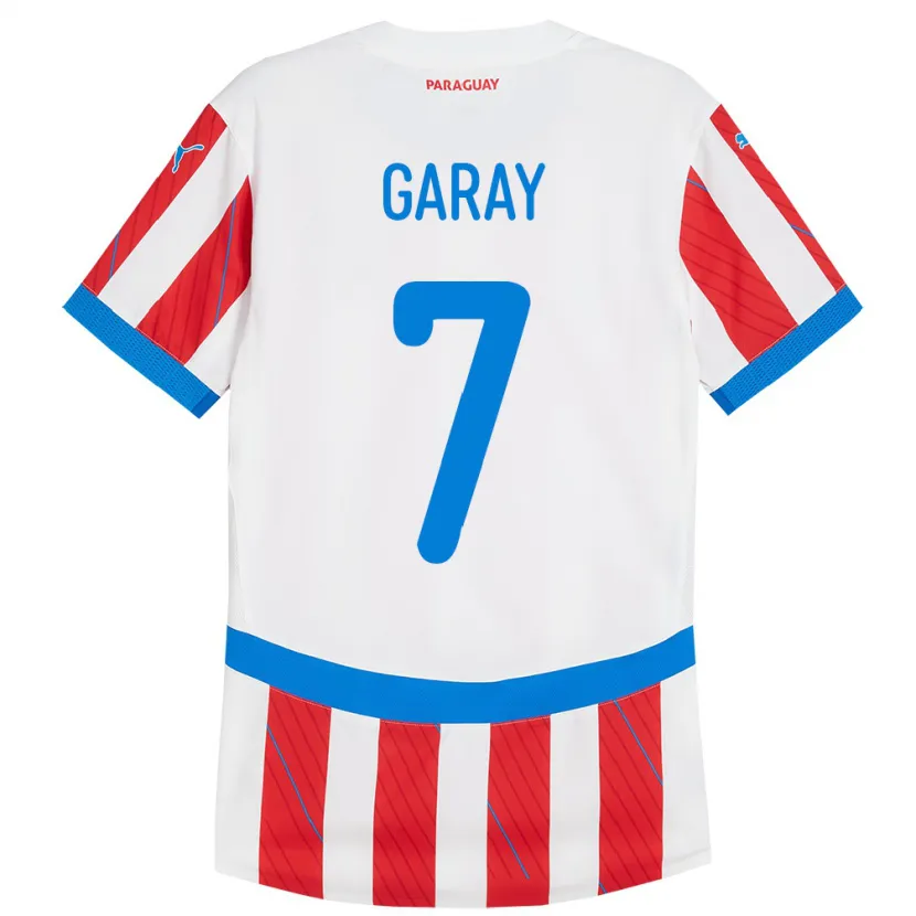 Danxen Mujer Camiseta Paraguay Griselda Garay #7 Blanco Rojo 1ª Equipación 24-26 La Camisa México
