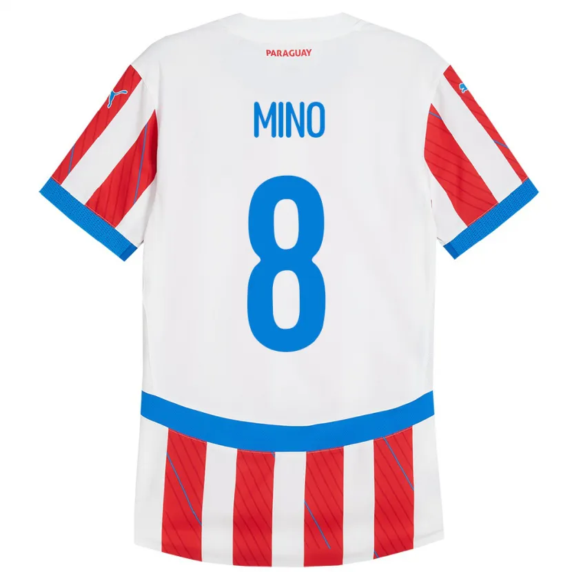 Danxen Mujer Camiseta Paraguay Rosa Miño #8 Blanco Rojo 1ª Equipación 24-26 La Camisa México