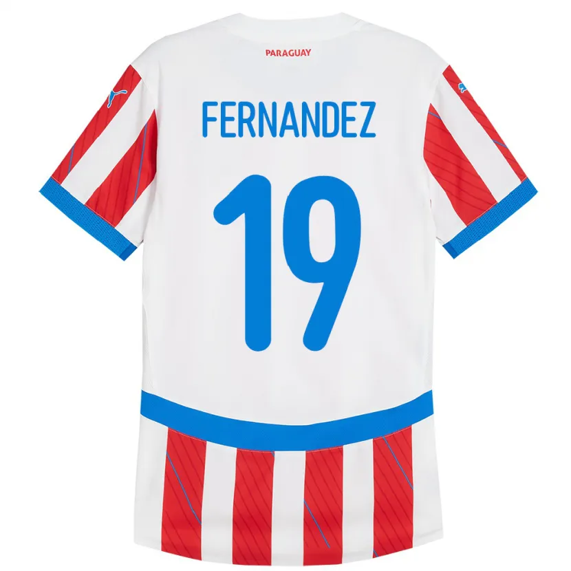 Danxen Mujer Camiseta Paraguay Rebeca Fernández #19 Blanco Rojo 1ª Equipación 24-26 La Camisa México