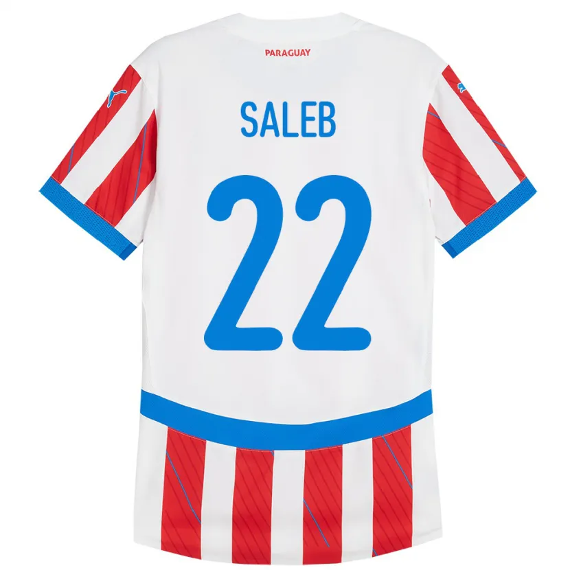 Danxen Mujer Camiseta Paraguay Gloria Saleb #22 Blanco Rojo 1ª Equipación 24-26 La Camisa México