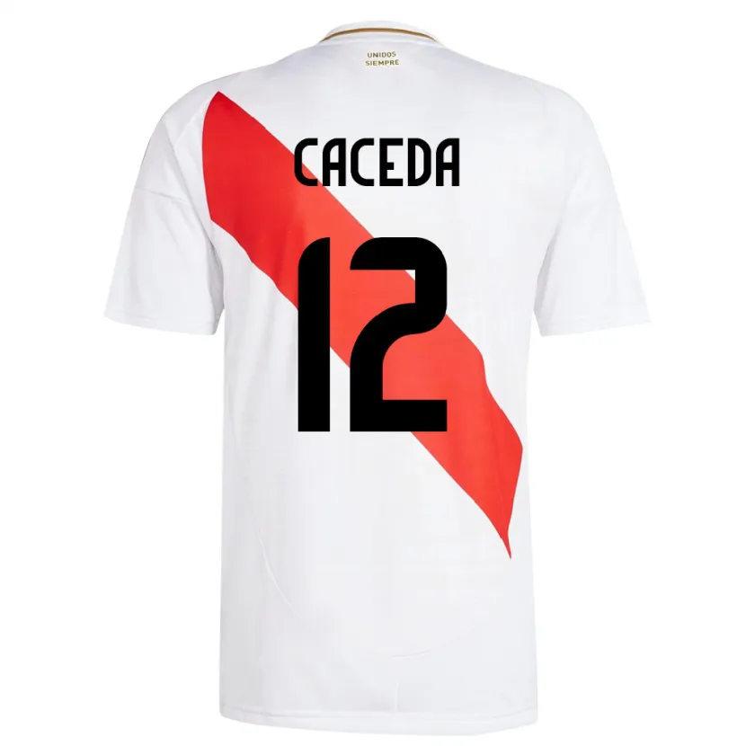 Danxen Mujer Camiseta Perú Carlos Cáceda #12 Blanco 1ª Equipación 24-26 La Camisa México