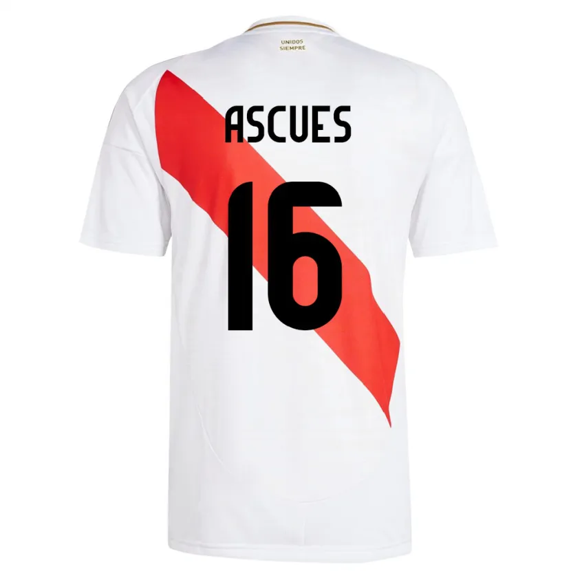 Danxen Mujer Camiseta Perú Carlos Ascues #16 Blanco 1ª Equipación 24-26 La Camisa México