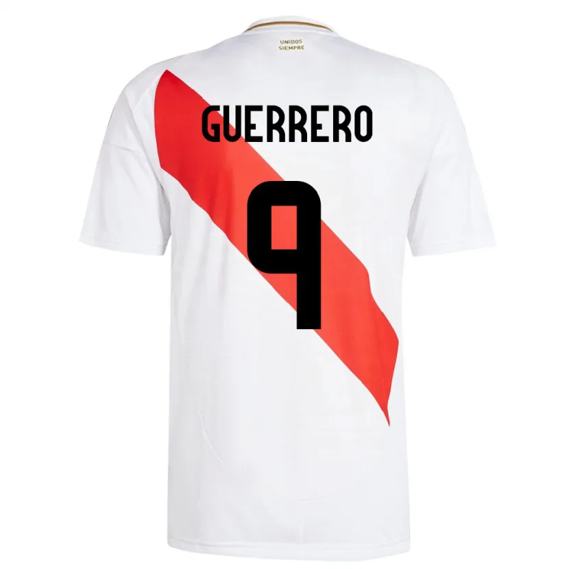 Danxen Mujer Camiseta Perú Paolo Guerrero #9 Blanco 1ª Equipación 24-26 La Camisa México