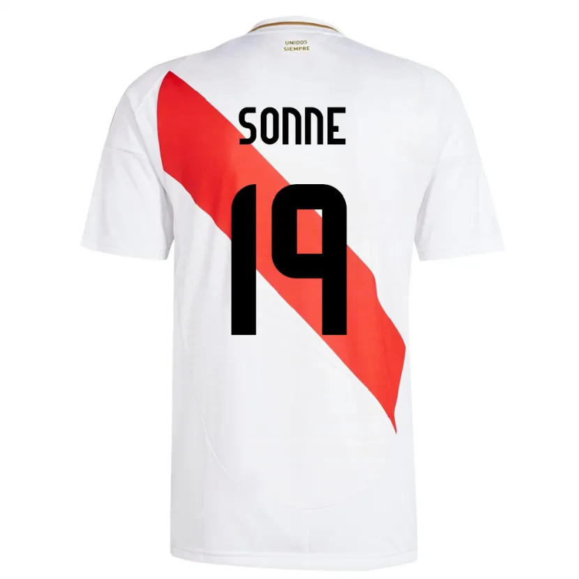 Danxen Mujer Camiseta Perú Oliver Sonne #19 Blanco 1ª Equipación 24-26 La Camisa México