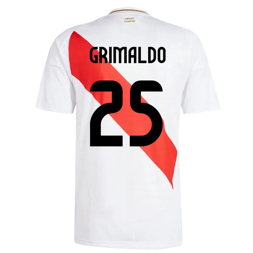 Danxen Mujer Camiseta Perú Joao Grimaldo #25 Blanco 1ª Equipación 24-26 La Camisa México