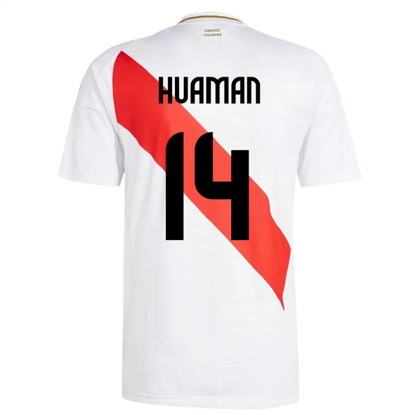 Danxen Mujer Camiseta Perú Marco Huamán #14 Blanco 1ª Equipación 24-26 La Camisa México