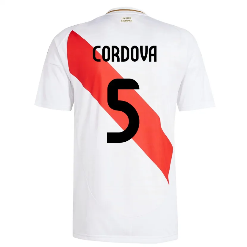 Danxen Mujer Camiseta Perú Bryan Córdova #5 Blanco 1ª Equipación 24-26 La Camisa México