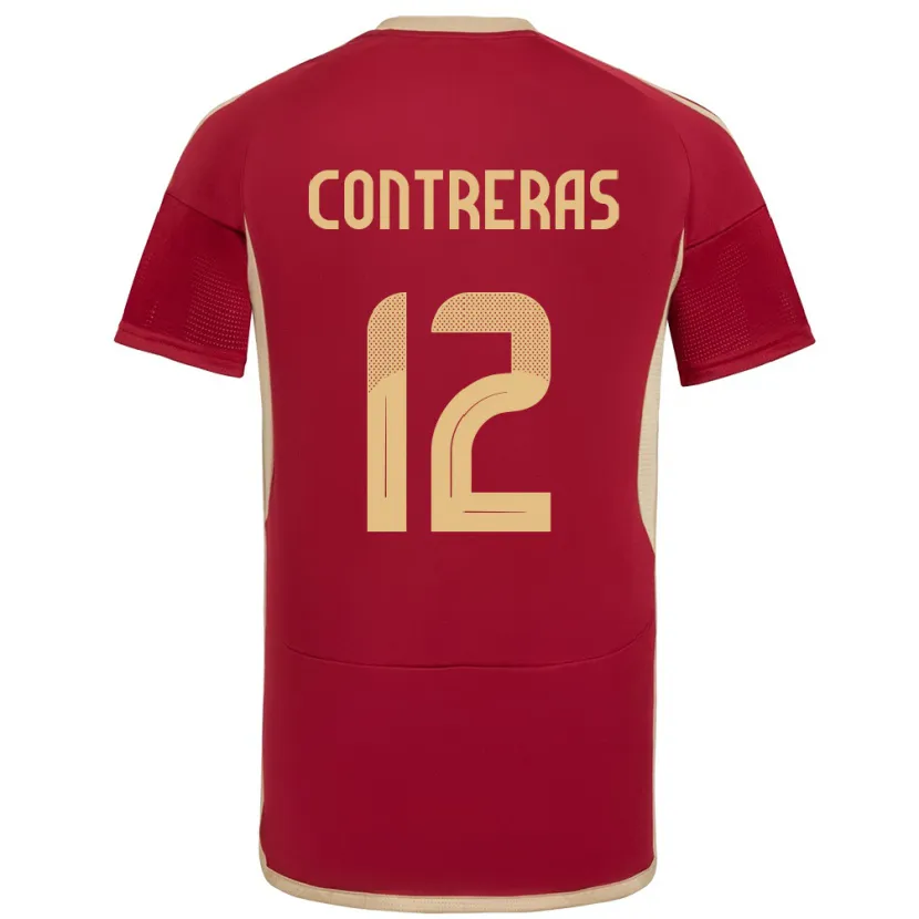 Danxen Mujer Camiseta Venezuela José Contreras #12 Borgoña 1ª Equipación 24-26 La Camisa México