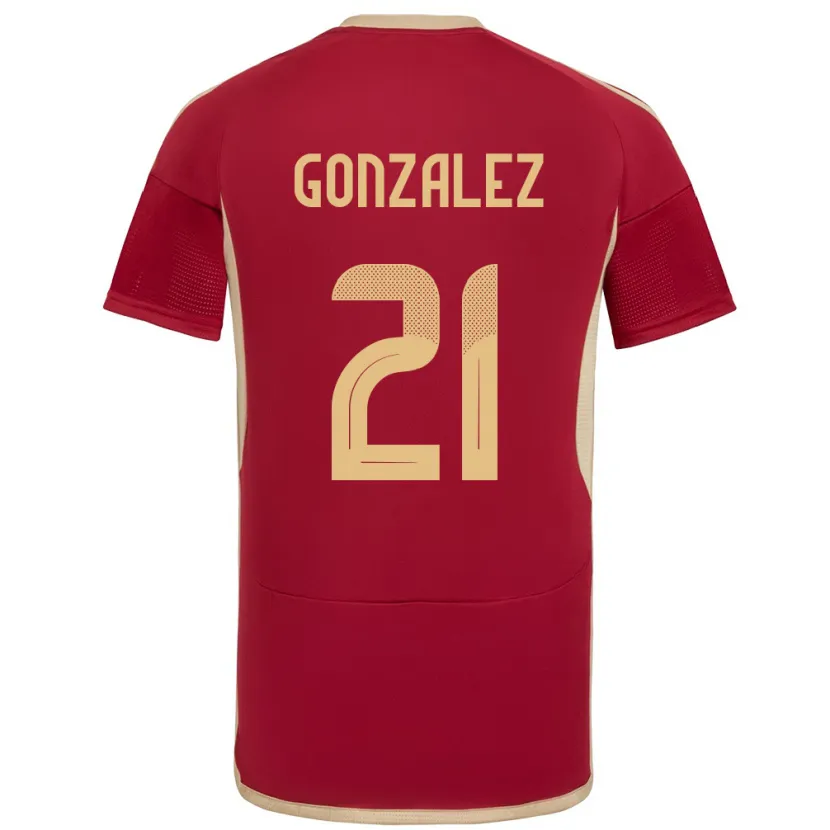 Danxen Mujer Camiseta Venezuela Alexander González #21 Borgoña 1ª Equipación 24-26 La Camisa México