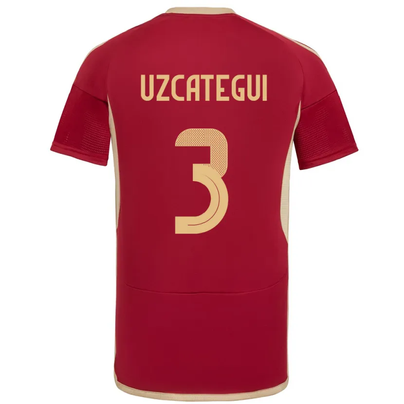 Danxen Mujer Camiseta Venezuela Rafael Uzcátegui #3 Borgoña 1ª Equipación 24-26 La Camisa México