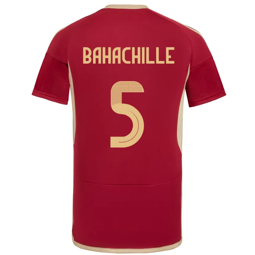 Danxen Mujer Camiseta Venezuela Abraham Bahachille #5 Borgoña 1ª Equipación 24-26 La Camisa México