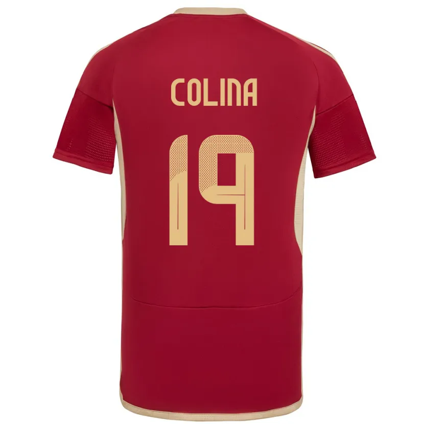 Danxen Mujer Camiseta Venezuela Junior Colina #19 Borgoña 1ª Equipación 24-26 La Camisa México