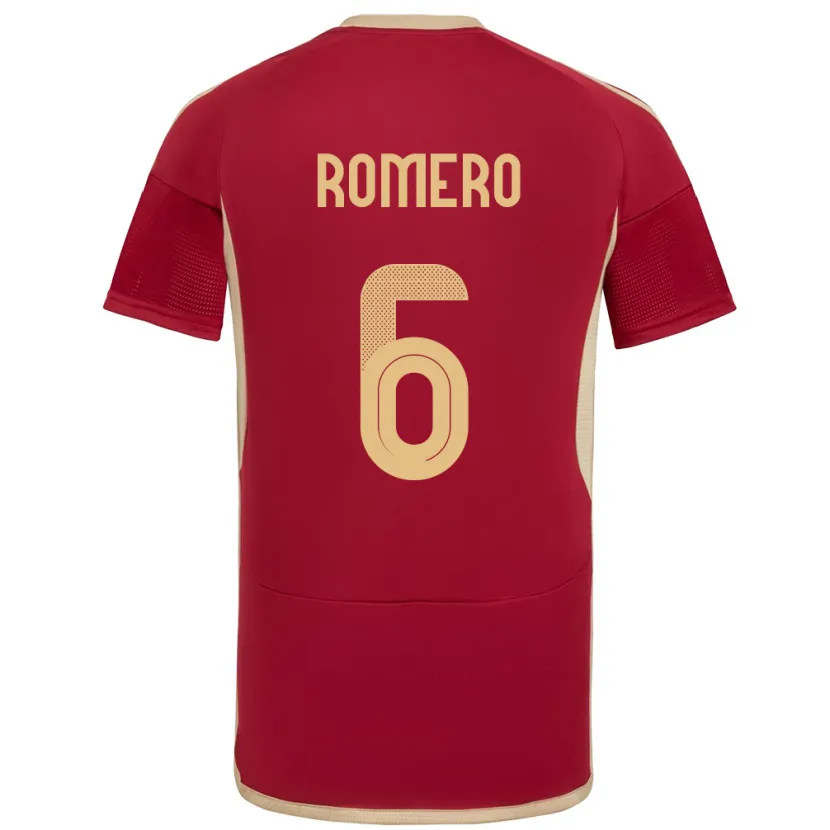 Danxen Mujer Camiseta Venezuela Michelle Romero #6 Borgoña 1ª Equipación 24-26 La Camisa México