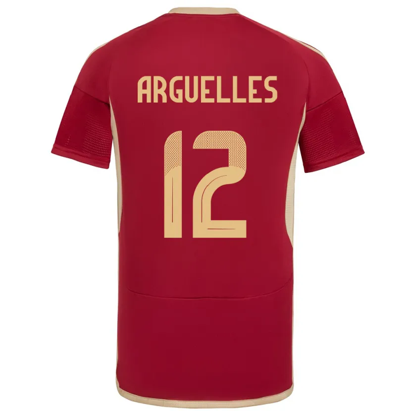 Danxen Mujer Camiseta Venezuela Wilmary Argüelles #12 Borgoña 1ª Equipación 24-26 La Camisa México