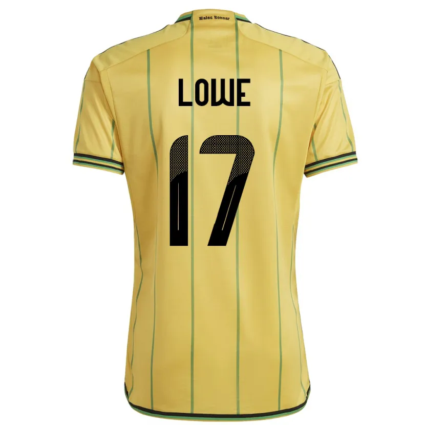 Danxen Mujer Camiseta Jamaica Damion Lowe #17 Amarillo 1ª Equipación 24-26 La Camisa México