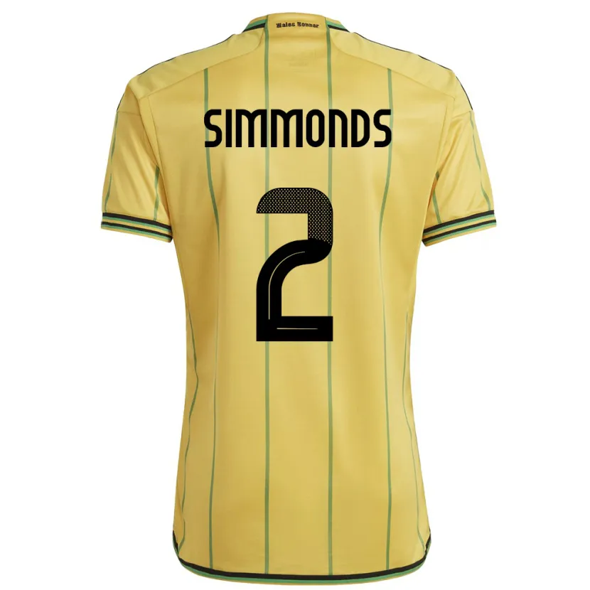 Danxen Mujer Camiseta Jamaica Nicholas Simmonds #2 Amarillo 1ª Equipación 24-26 La Camisa México