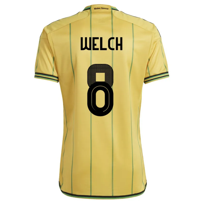 Danxen Mujer Camiseta Jamaica Makai Welch #8 Amarillo 1ª Equipación 24-26 La Camisa México