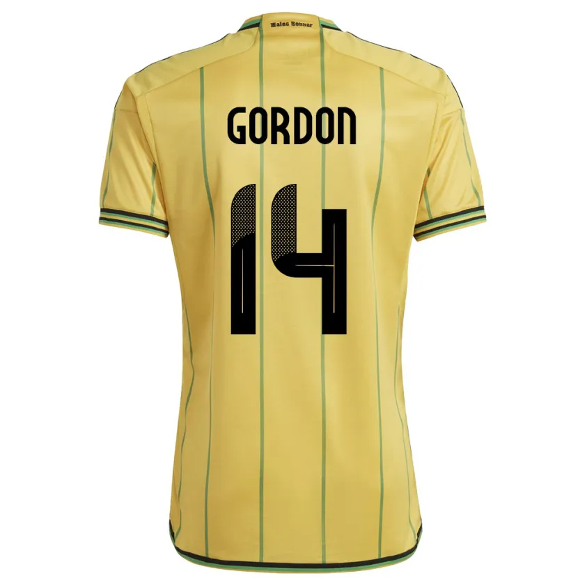 Danxen Mujer Camiseta Jamaica Ashton Gordon #14 Amarillo 1ª Equipación 24-26 La Camisa México