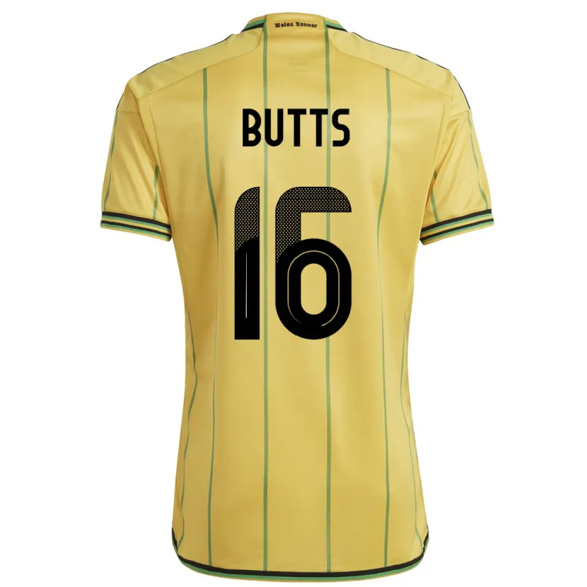 Danxen Mujer Camiseta Jamaica Njeri Butts #16 Amarillo 1ª Equipación 24-26 La Camisa México