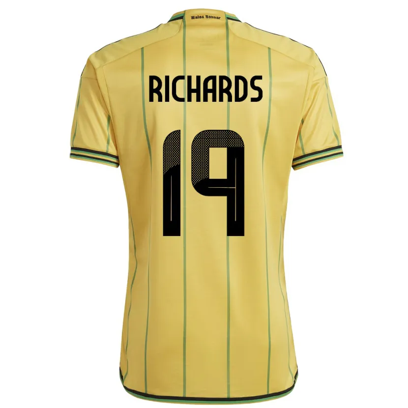 Danxen Mujer Camiseta Jamaica Davia Richards #19 Amarillo 1ª Equipación 24-26 La Camisa México