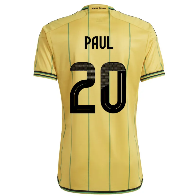 Danxen Mujer Camiseta Jamaica Lachante Paul #20 Amarillo 1ª Equipación 24-26 La Camisa México