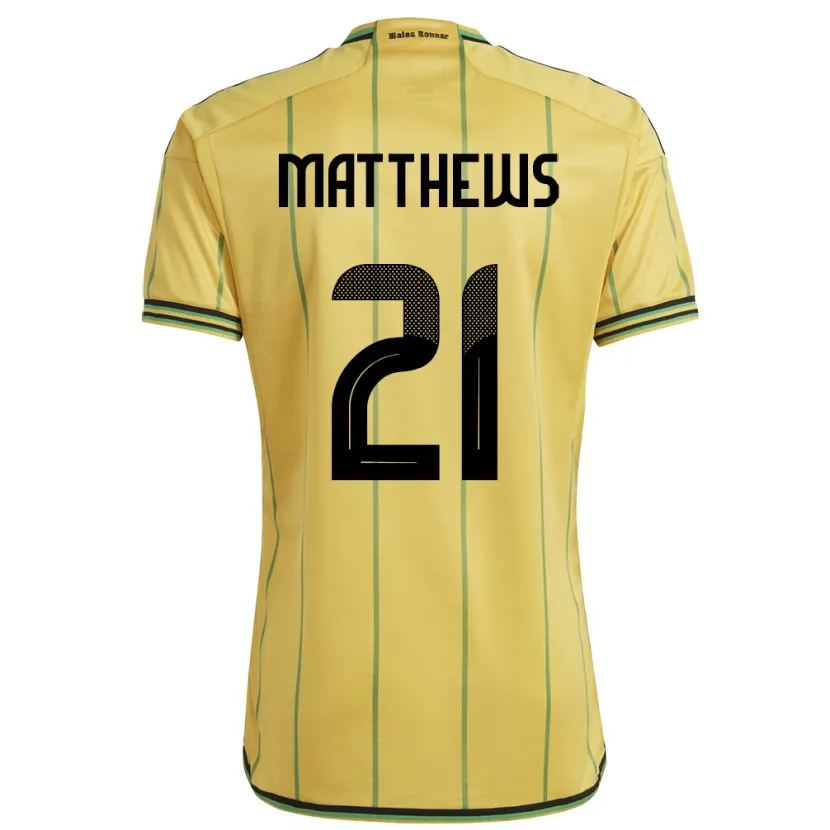 Danxen Mujer Camiseta Jamaica Cheyna Matthews #21 Amarillo 1ª Equipación 24-26 La Camisa México