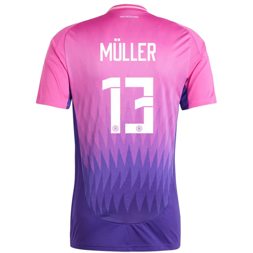 Danxen Mujer Camiseta Alemania Thomas Muller #13 Rosado Morado 2ª Equipación 24-26 La Camisa México