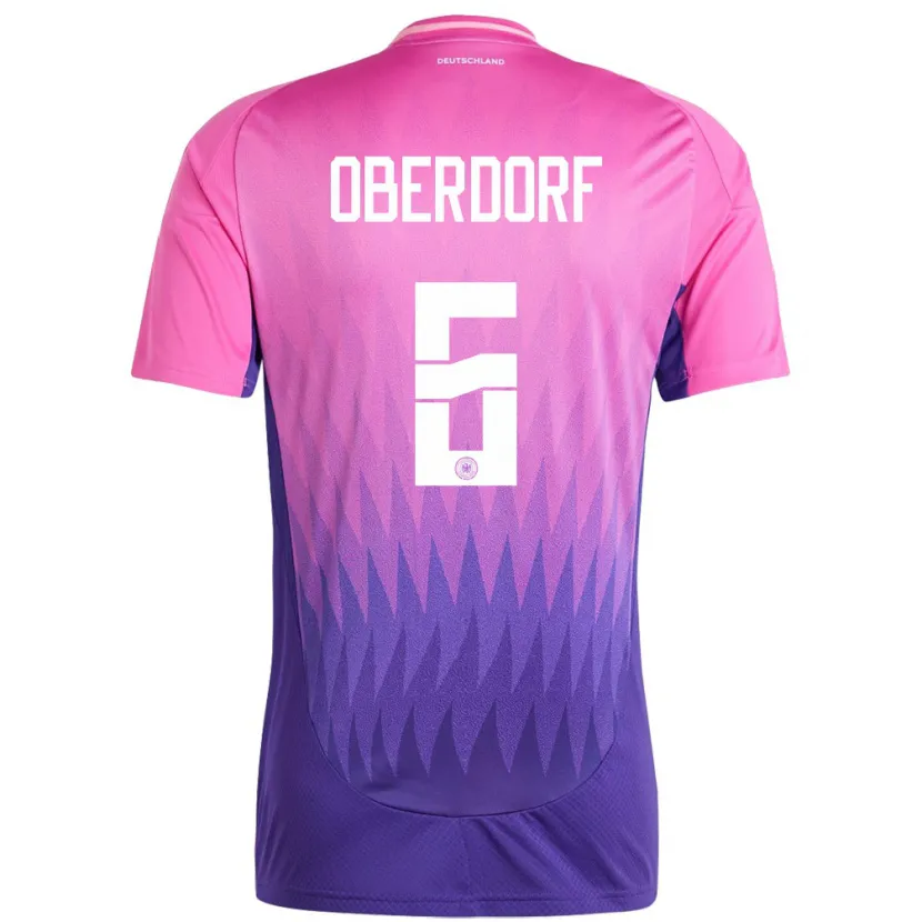 Danxen Mujer Camiseta Alemania Lena Oberdorf #6 Rosado Morado 2ª Equipación 24-26 La Camisa México