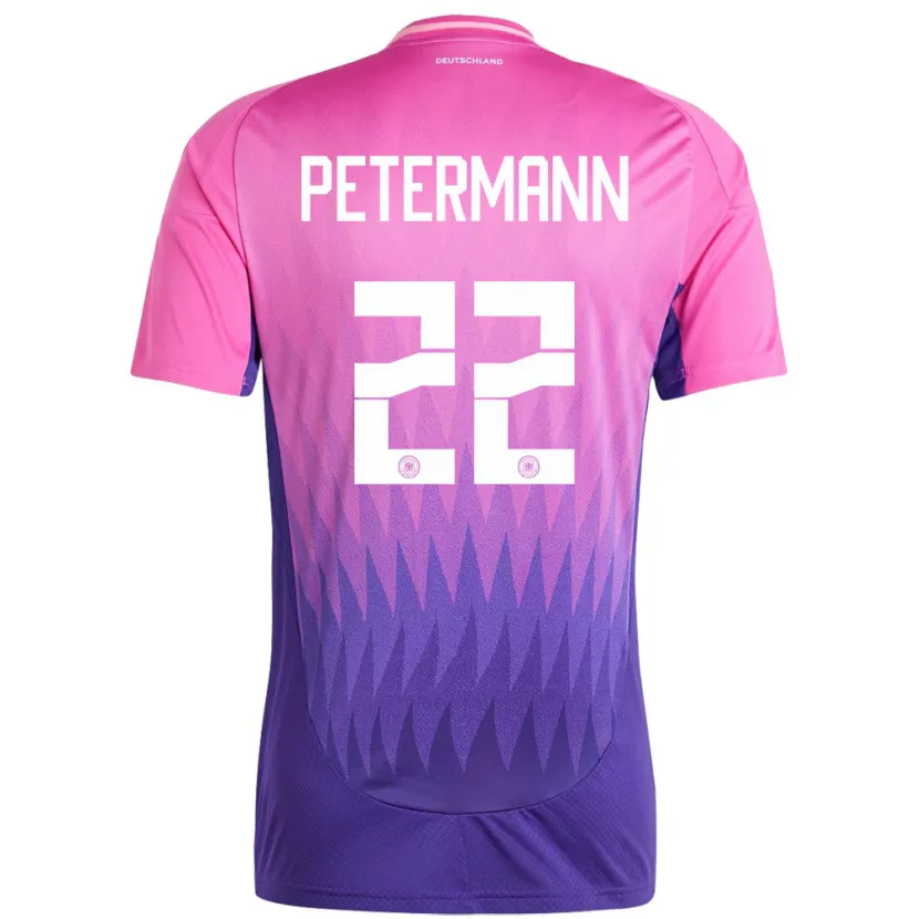 Danxen Mujer Camiseta Alemania Lena Petermann #22 Rosado Morado 2ª Equipación 24-26 La Camisa México
