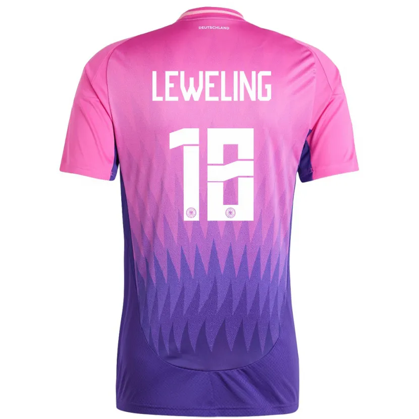 Danxen Mujer Camiseta Alemania Jamie Leweling #18 Rosado Morado 2ª Equipación 24-26 La Camisa México