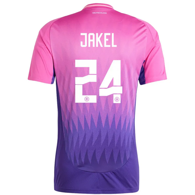 Danxen Mujer Camiseta Alemania Frederik Jakel #24 Rosado Morado 2ª Equipación 24-26 La Camisa México