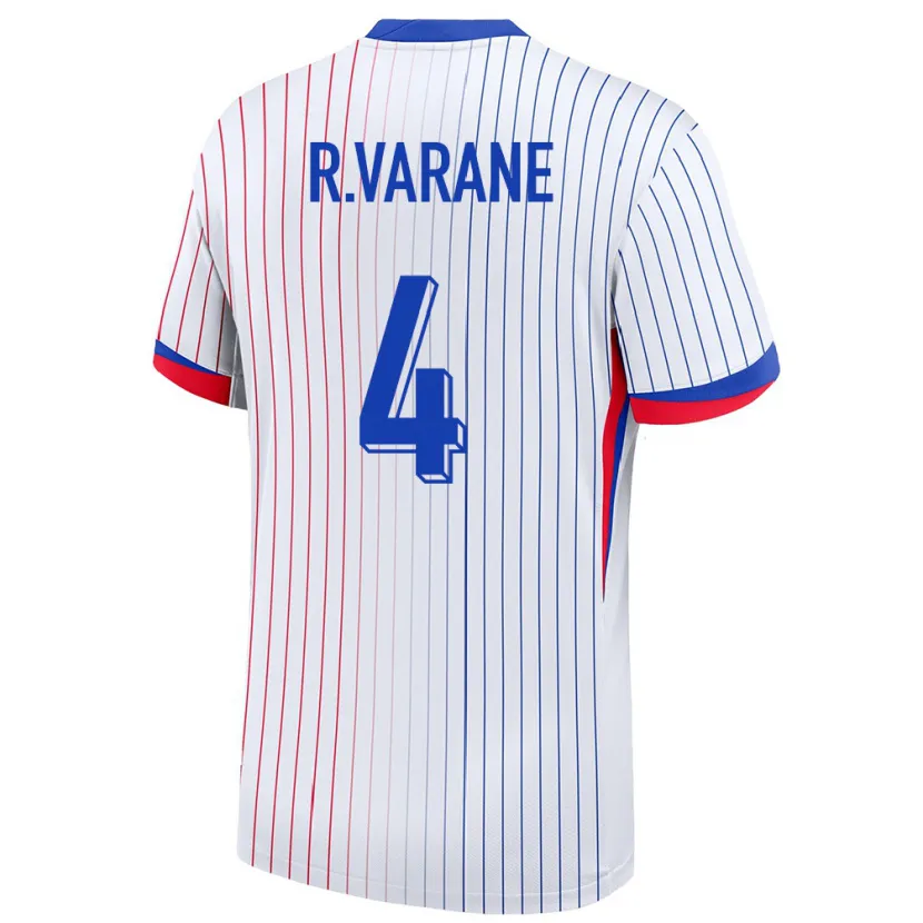Danxen Mujer Camiseta Francia Raphael Varane #4 Blanco 2ª Equipación 24-26 La Camisa México