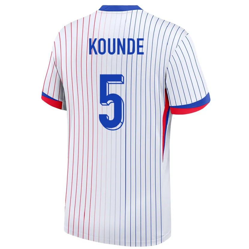 Danxen Mujer Camiseta Francia Jules Kounde #5 Blanco 2ª Equipación 24-26 La Camisa México