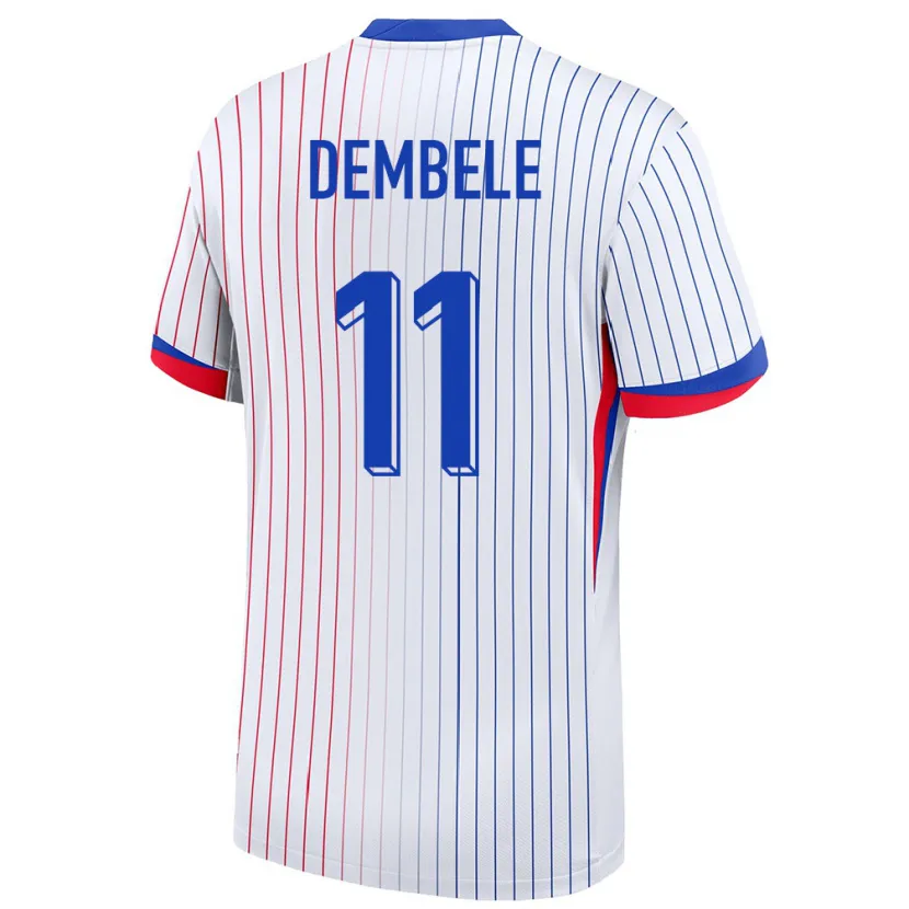 Danxen Mujer Camiseta Francia Ousmane Dembele #11 Blanco 2ª Equipación 24-26 La Camisa México