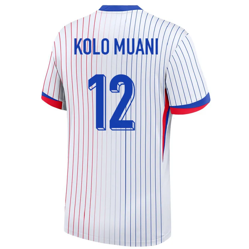 Danxen Mujer Camiseta Francia Randal Kolo Muani #12 Blanco 2ª Equipación 24-26 La Camisa México