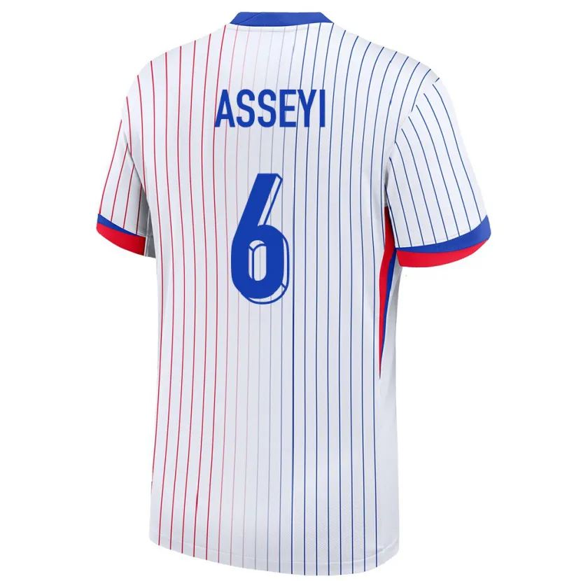 Danxen Mujer Camiseta Francia Viviane Asseyi #6 Blanco 2ª Equipación 24-26 La Camisa México