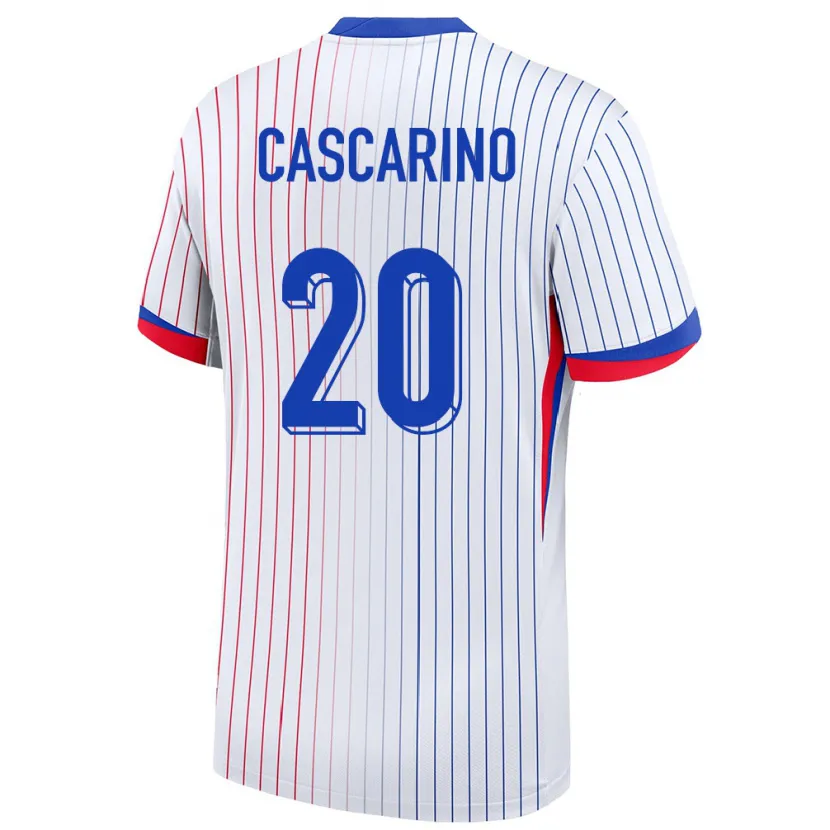 Danxen Mujer Camiseta Francia Delphine Cascarino #20 Blanco 2ª Equipación 24-26 La Camisa México