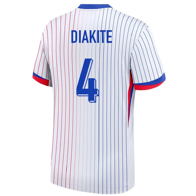 Danxen Mujer Camiseta Francia Bafode Diakite #4 Blanco 2ª Equipación 24-26 La Camisa México